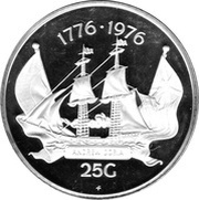 25 Gulden - Juliana U.S. Bicentennial, Netherlands, 1976 reverse image