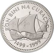 25 Gulden - Beatrix Discovery of Curaçao, Netherlands, 1999 reverse image