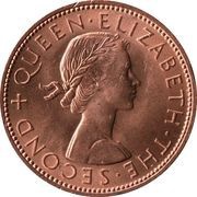 1 Penny - Elizabeth II 1st portrait obverse image