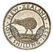 1 Shilling - George V Kiwi Shilling; pattern, New Zealand, 1933 reverse image