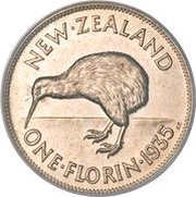 1 Florin - George V, New Zealand, 1933-1936 reverse image