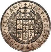 ½ Crown - George VI 1st type, New Zealand, 1937-1946 reverse image
