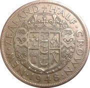 ½ Crown - George VI 3rd type, New Zealand, 1948-1951 reverse image