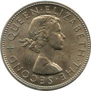 ½ Crown - Elizabeth II 1st portrait obverse image