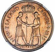 1 Crown - George V 95 Years of the Treaty of Waitangi; pattern, New Zealand, 1935 reverse image