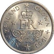 1 Crown - Elizabeth II 1st portrait; Coronation, New Zealand, 1953 reverse image