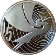5 Cents - Elizabeth II 3rd Portrait; Treaty of Waitangi, Silver Proof reverse image