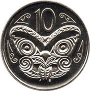 10 Cents - Elizabeth II 3rd portrait, New Zealand, 1986-1998 reverse image