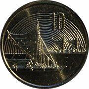 10 Cents - Elizabeth II 3rd Portrait; Treaty of Waitangi, New Zealand, 1990 reverse image