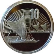 10 Cents - Elizabeth II 3rd Portrait; Treaty of Waitangi, Silver Proof reverse image