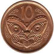 10 Cents - Elizabeth II 4th portrait; magnetic, small type reverse image