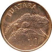 10 Cents - Elizabeth II 4th portrait; Remember the Tuatara reverse image