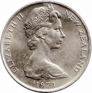 20 Cents - Elizabeth II 2nd portrait; Kiwi obverse image