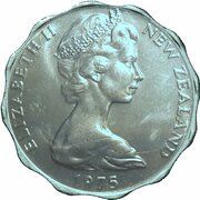 20 Cents - Elizabeth II 2nd portrait; Kiwi - Planchet Error obverse image