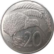 20 Cents - Elizabeth II 3rd portrait; Kiwi reverse image