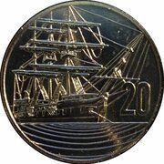20 Cents - Elizabeth II 3rd Portrait; Treaty of Waitangi, New Zealand, 1990 reverse image