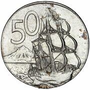 50 Cents - Elizabeth II 2nd portrait - Planchet Error, New Zealand, 1967-1985 reverse image