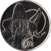 50 Cents - Elizabeth II 4th Portrait; Gandalf, New Zealand, 2003 reverse image