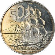 50 Cents - Elizabeth II 4th portrait; non-magnetic, set issue, New Zealand, 2010-2012 reverse image