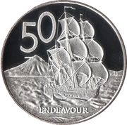 50 Cents - Elizabeth II 4th Portrait; Silver Proof Set issue reverse image
