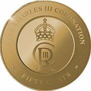 50 Cents - Charles III 1st Portrait - Coronation; Gold Proof reverse image