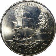 1 Dollar - Elizabeth II 2nd Portrait; Cook Islands, New Zealand, 1970 reverse image