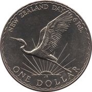 1 Dollar - Elizabeth II 2nd Portrait; New Zealand Day, New Zealand, 1974 reverse image