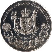 1 Dollar - Elizabeth II 2nd Portrait; Coinage Anniversary, New Zealand, 1983 reverse image