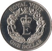 1 Dollar - Elizabeth II 3rd Portrait; Royal Visit, New Zealand, 1986 reverse image