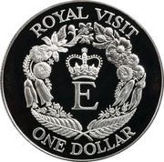 1 Dollar - Elizabeth II 3rd Portrait; Royal Visit, Silver Proof, New Zealand, 1986 reverse image