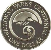 1 Dollar - Elizabeth II 3rd Portrait; National Parks Centennial, Silver Proof, New Zealand, 1987 reverse image