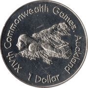 1 Dollar - Elizabeth II 3rd Portrait; Swimmer, New Zealand, 1989 reverse image