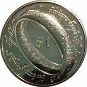 1 Dollar - Elizabeth II 4th Portrait; One Ring, New Zealand, 2003 reverse image