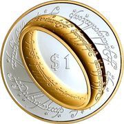 1 Dollar - Elizabeth II 4th Portrait; One Ring, Silver Proof reverse image