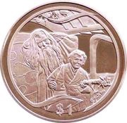 1 Dollar - Elizabeth II 4th Portrait; Gandalf and Bilbo, New Zealand, 2003 reverse image