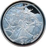 1 Dollar - Elizabeth II 4th Portrait; Death of the Witch King, New Zealand, 2003 reverse image