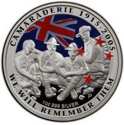 1 Dollar - Elizabeth II 4th Portrait; ANZAC, Silver Proof, New Zealand, 2005 reverse image