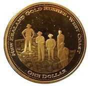 1 Dollar - Elizabeth II 4th Portrait; Gold Rushes - West Coast, New Zealand, 2006 reverse image