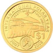 1 Dollar - Elizabeth II 4th Portrait; International Polar Year, Gold Proof reverse image