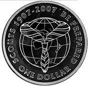1 Dollar - Elizabeth II 4th Portrait; 100 Years of Adventure, New Zealand, 2007 reverse image