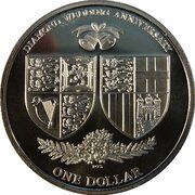 1 Dollar - Elizabeth II 4th Portrait; Diamond Wedding Anniversary, New Zealand, 2007 reverse image