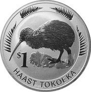 1 Dollar - Elizabeth II 4th portrait; Kiwi, New Zealand, 2008 reverse image