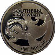 1 Dollar - Elizabeth II 4th portrait; Southern Right Whale, New Zealand, 2009 reverse image