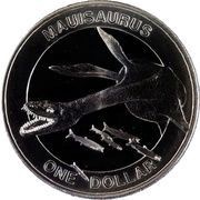 1 Dollar - Elizabeth II 4th Portrait; Mauisaurus, New Zealand, 2010 reverse image