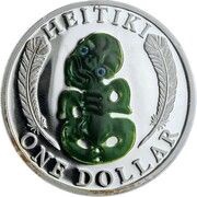 1 Dollar - Elizabeth II 4th Portrait; Heitiki, New Zealand, 2010 reverse image