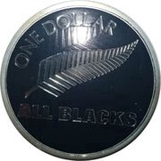 1 Dollar - Elizabeth II 4th Portrait; All Blacks, Silver Proof, New Zealand, 2011 reverse image