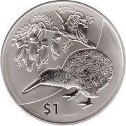 1 Dollar - Elizabeth II 4th portrait; Kiwi, New Zealand, 2012 reverse image