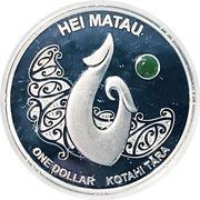 1 Dollar - Elizabeth II 4th Portrait; Hei Matau, New Zealand, 2012 reverse image