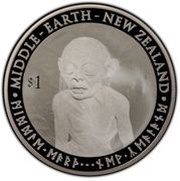 1 Dollar - Elizabeth II 4th Portrait; Gollum, New Zealand, 2012 reverse image