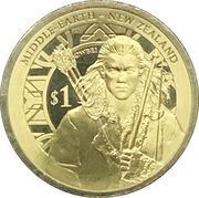 1 Dollar - Elizabeth II 4th Portrait; Bard the Bowman, New Zealand, 2013 reverse image
